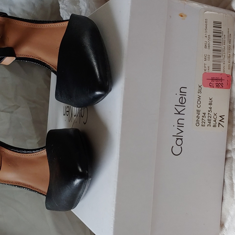 Calvin Kline Heels, Ginnie Cow Silk Black